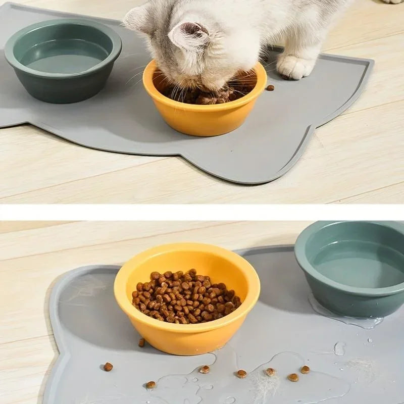 Pet Feeding Mat for Dogs Cats Silicone Cat Food Mat Non-Slip Waterproof Washable Spill-Proof Pet Placement Mat Pet Supplies