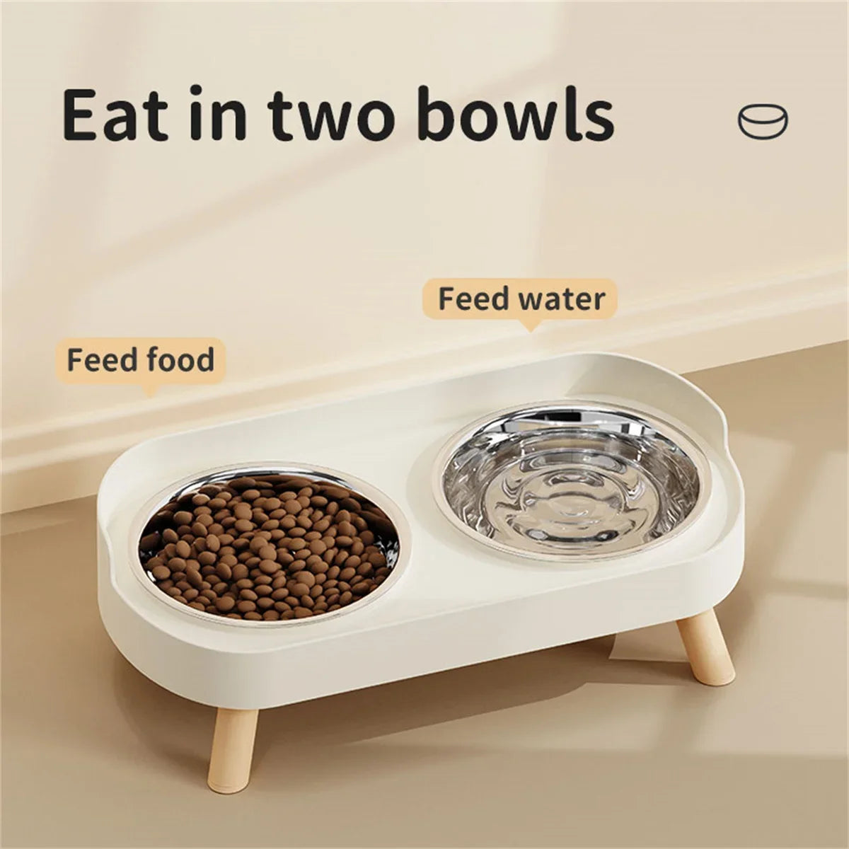 Cat Bowl Anti-knock Stainless Steel Double Bowl Cat Bowl Food Bowl Anti-splash Food Bowl Cat Water Bowl
