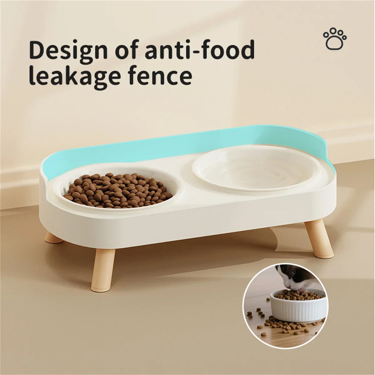 Cat Bowl Anti-knock Stainless Steel Double Bowl Cat Bowl Food Bowl Anti-splash Food Bowl Cat Water Bowl