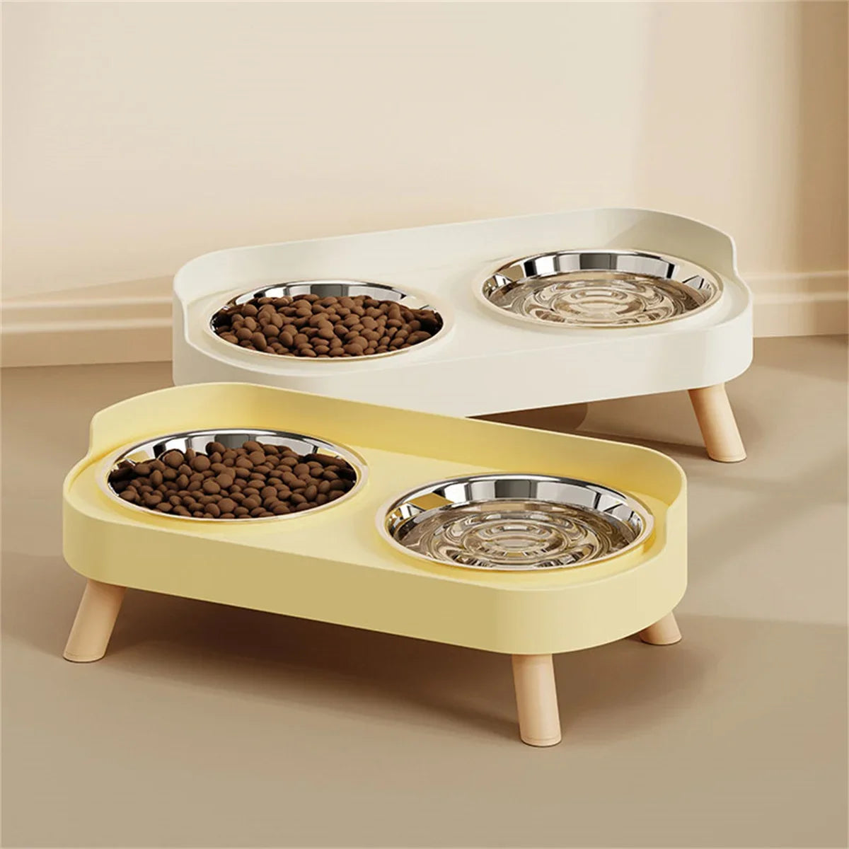 Cat Bowl Anti-knock Stainless Steel Double Bowl Cat Bowl Food Bowl Anti-splash Food Bowl Cat Water Bowl