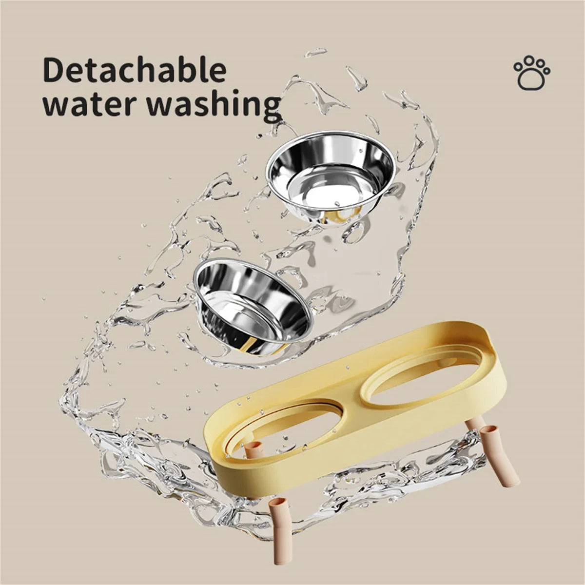 Cat Bowl Anti-knock Stainless Steel Double Bowl Cat Bowl Food Bowl Anti-splash Food Bowl Cat Water Bowl