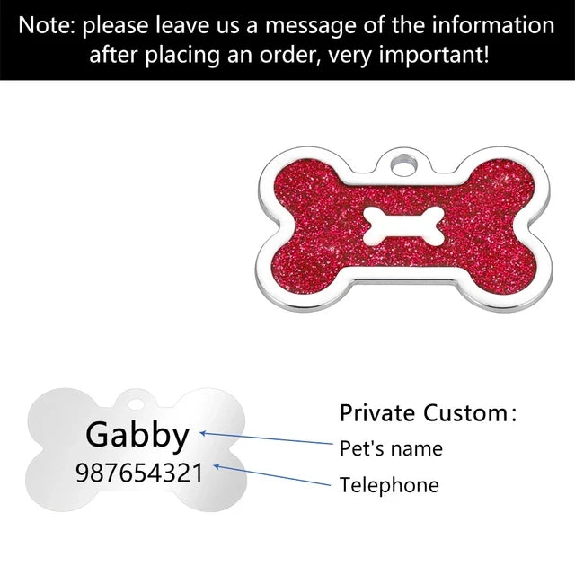 Pet Collar Personalized Anti-lost ID Tag Engraved Name for Dog Cat Puppy ID Tag Engraved Charm Pendant Bone Necklace Accessories