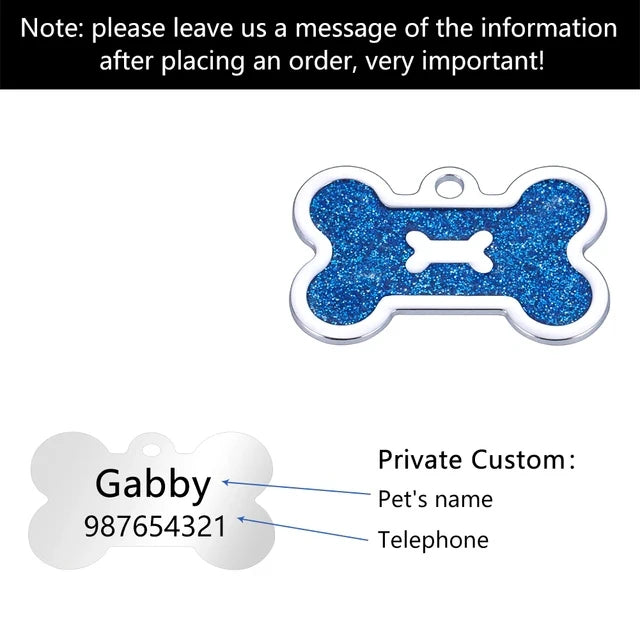 Pet Collar Personalized Anti-lost ID Tag Engraved Name for Dog Cat Puppy ID Tag Engraved Charm Pendant Bone Necklace Accessories