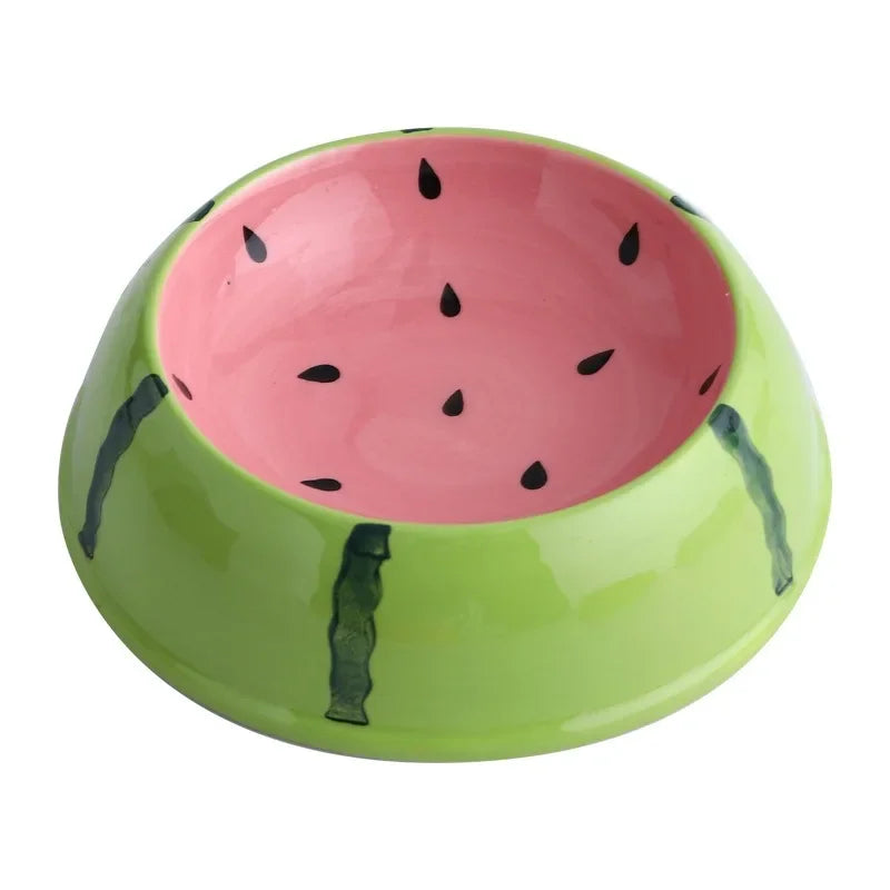 4 cute designs pet ceramics bowl watermelon strawberry shape cat food bowl small dog colorful water suppliers cat bowl