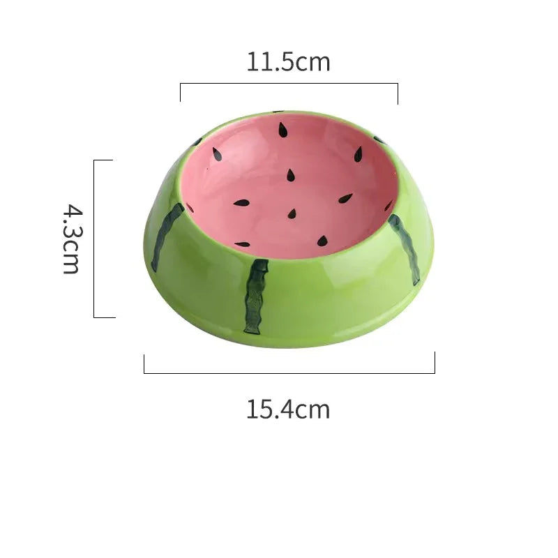 4 cute designs pet ceramics bowl watermelon strawberry shape cat food bowl small dog colorful water suppliers cat bowl