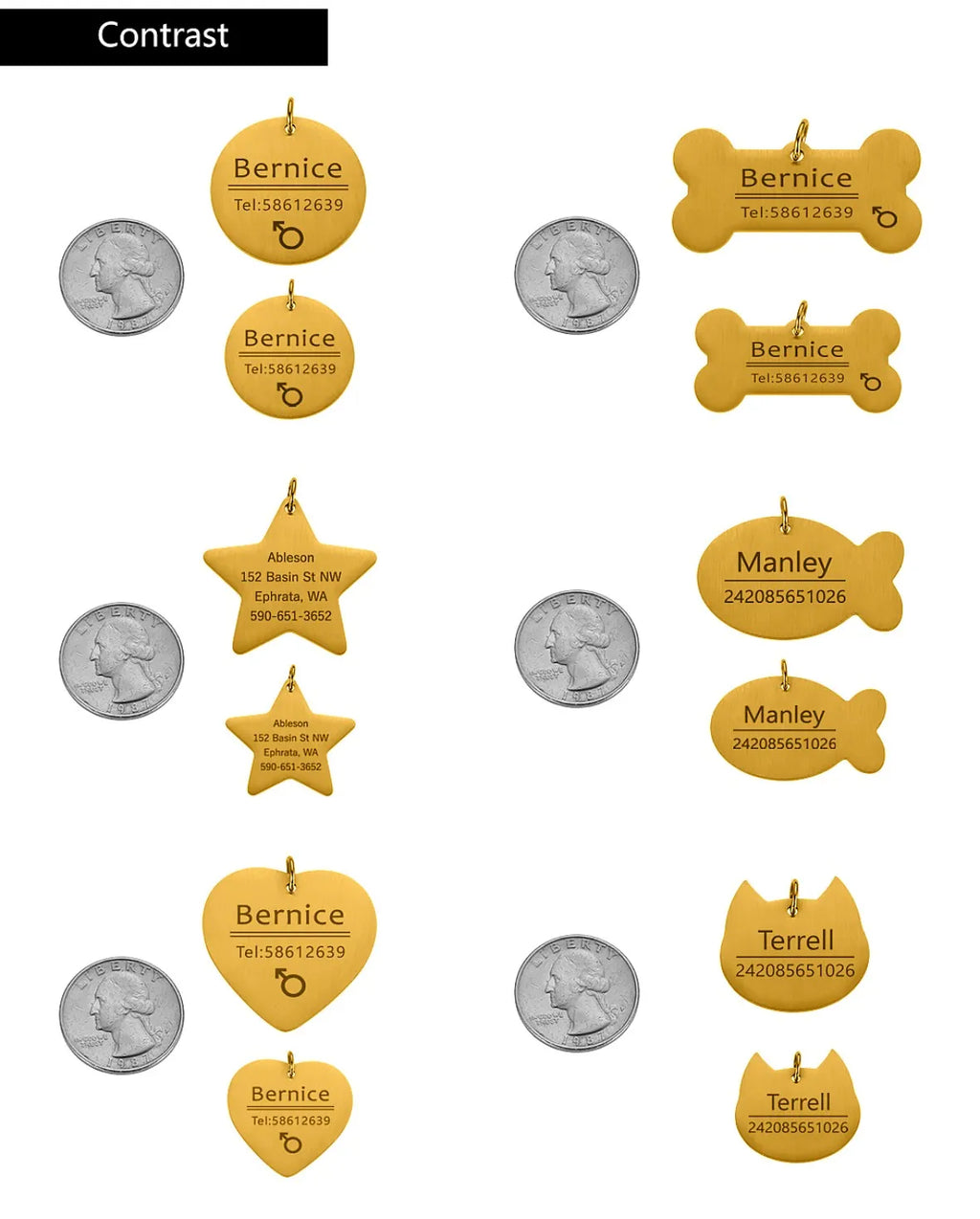 Personalized Engraved Cat Dog Pet ID Tag Dogs Anti-lost Collar Charm Engraving Pet Name Collar for Puppy Cats Collar Accessories