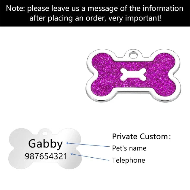 Pet Collar Personalized Anti-lost ID Tag Engraved Name for Dog Cat Puppy ID Tag Engraved Charm Pendant Bone Necklace Accessories