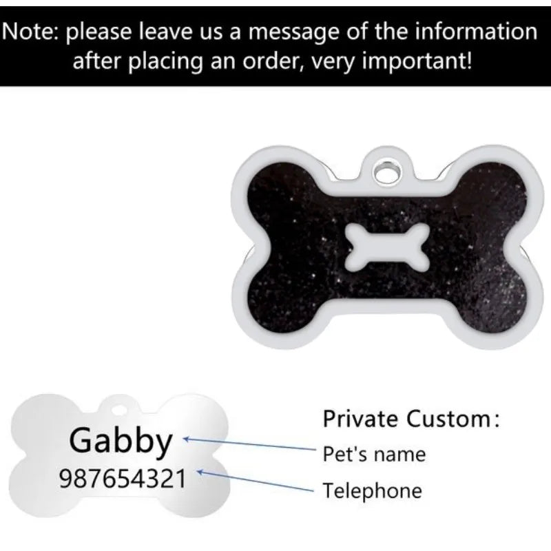 Pet Collar Personalized Anti-lost ID Tag Engraved Name for Dog Cat Puppy ID Tag Engraved Charm Pendant Bone Necklace Accessories