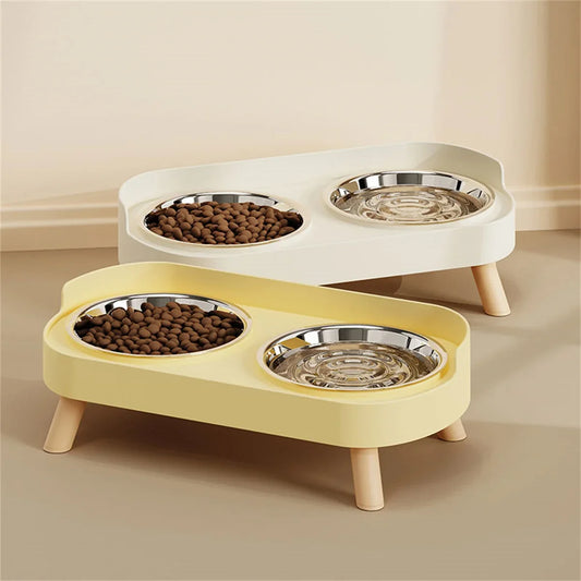 Cat Bowl Anti-knock Stainless Steel Double Bowl Cat Bowl Food Bowl Anti-splash Food Bowl Cat Water Bowl